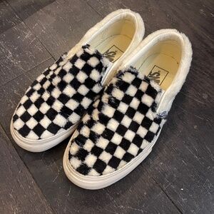 Vans Fuzzy Checkerboard sherpa Slip On Sneakers Skate Shoes Classic Punk size 37